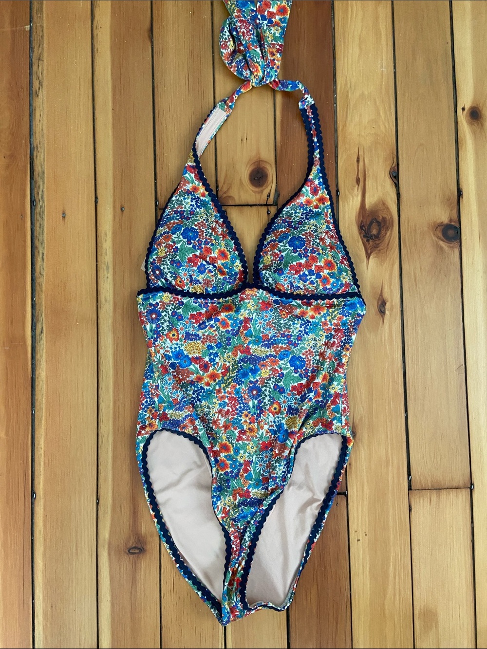 Flower print J. crew halter one piece